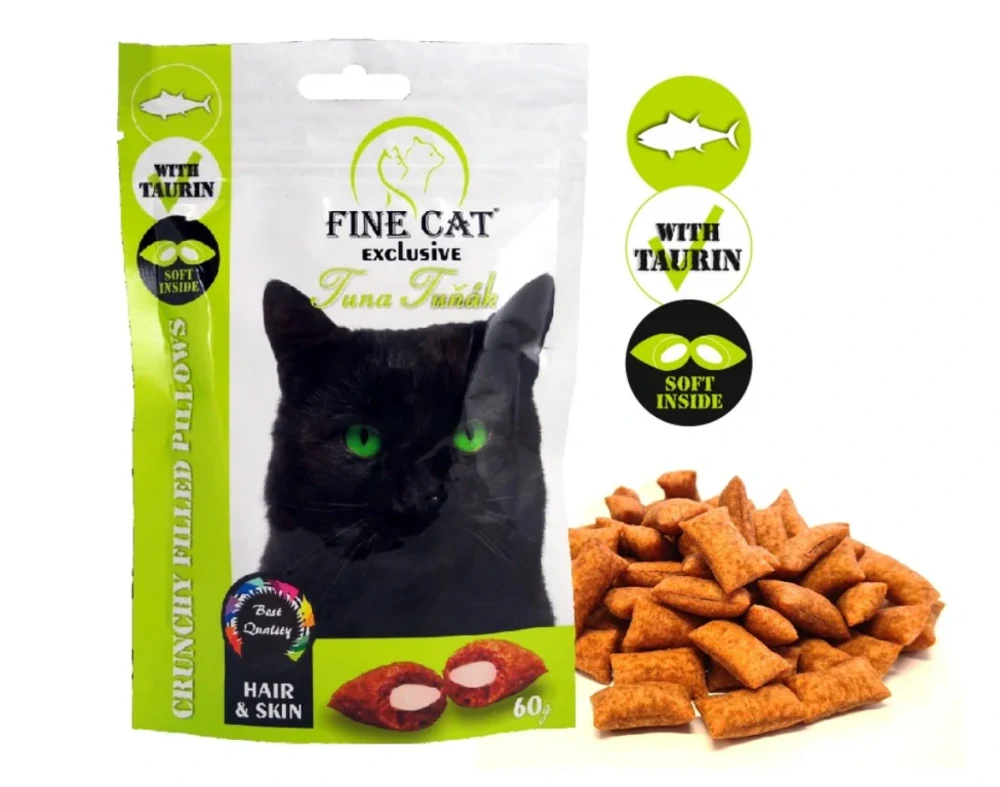 Fine Cat Exclusive Plněné polštářky pro kočky HAIR & SKIN TUŇÁK 60g