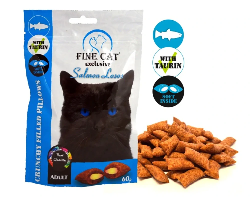 Fine Cat Exclusive Plněné polštářky pro kočky LOSOS 60g