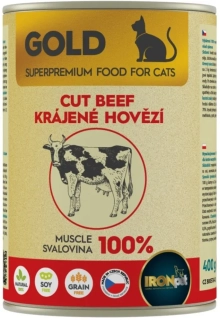 IRONpet Gold Cat Hovězí krájená svalovina 0,4 kg