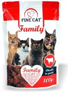 FINE CAT Family s HOVĚZÍM v omáčce 100 g