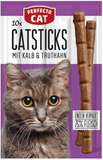   Perfecto Cat Masové tyčky telecí & krůta 50g (10ks) 