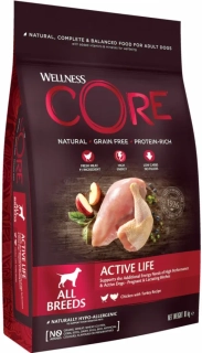 Wellness Core Dog Active Life All Breeds kuře a krůta 10 kg