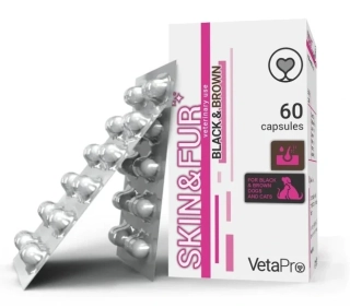 Vetapro Skin & Fur BLACK and BROWN - na kožní problémy 60 kapslí 