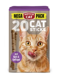 Perfecto Cat Mega pack 20ks tyčinky pro kočky s telecím a drůbežím masem 100g