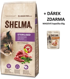 SHELMA Cat Sterilised Beef GF 8 kg